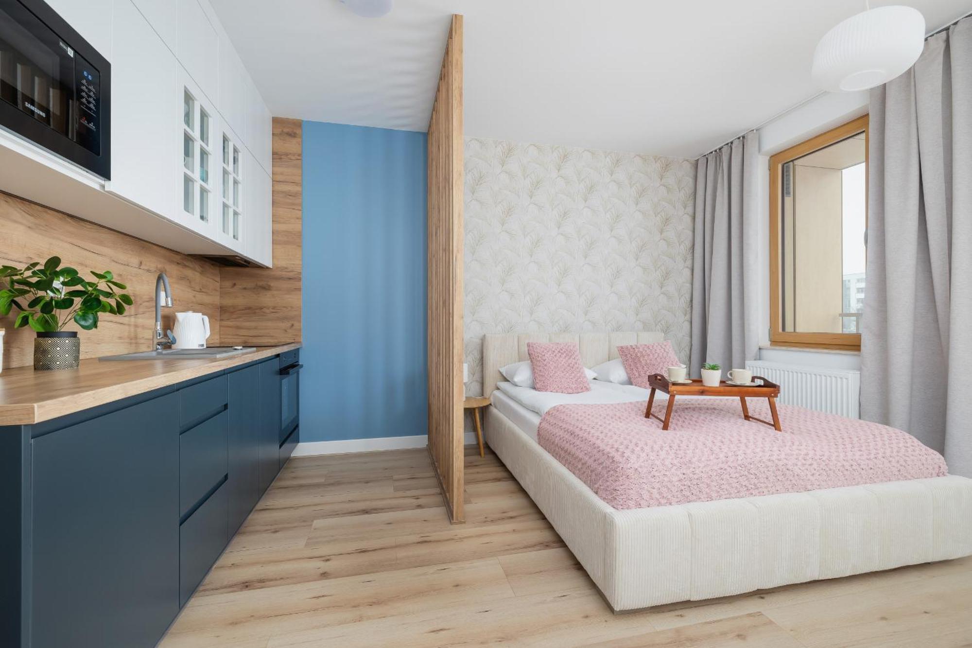 Pink & Blue Cozy In By Renters Apartment